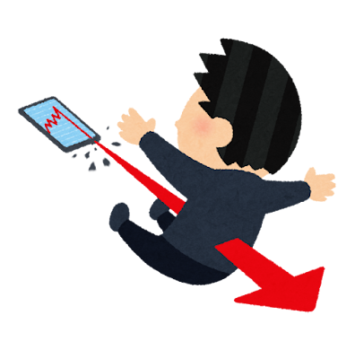 株価が暴落して巻き込まれる人のイラスト